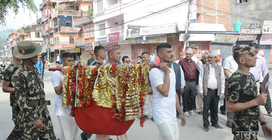 तनहुँ कालिका मन्दिरमा फूलपाती भित्रियाइयो