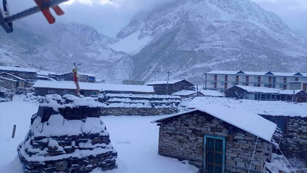 उत्तरी गोरखाको नुब्री भ्यालीमा हिमपात        